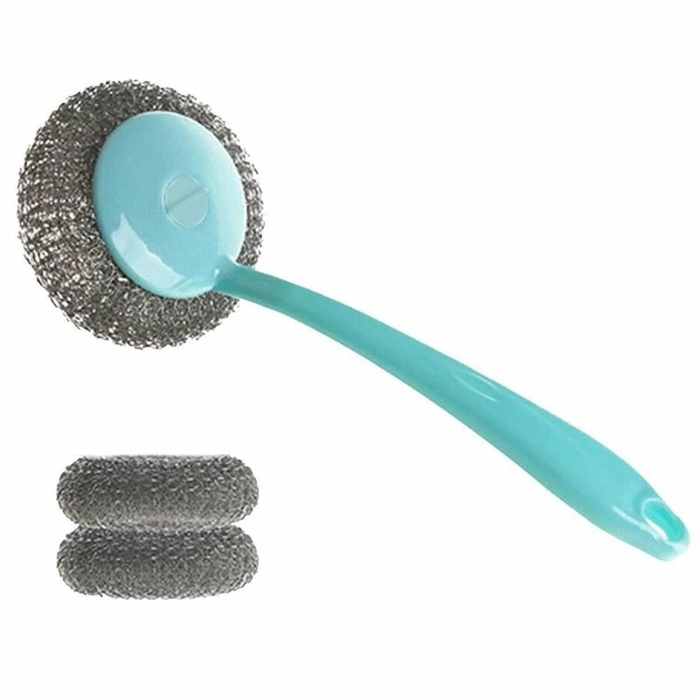 Heavy Duty Stainless Steel Scrubber With Handle Ergonomic Kitchen Cleaning Brush 3