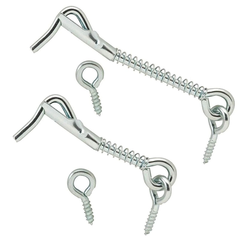 Heavy Duty Gate Hook And Eye Latch Set With Spring Lock For Barn Doors And Outdoor Gates 3