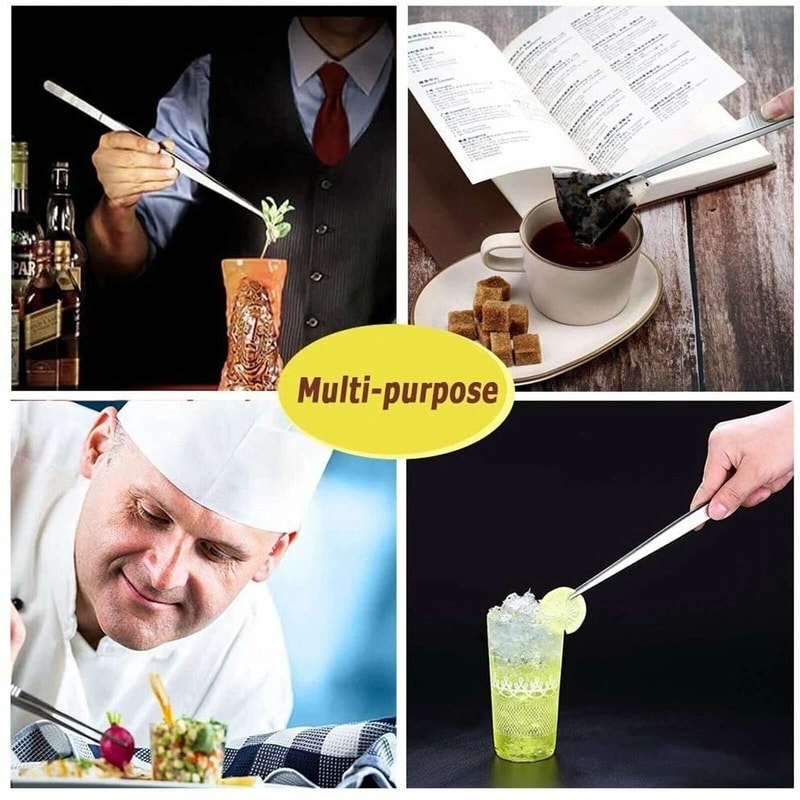 Precision Stainless Steel Cooking Tweezers With Serrated Tip For Kitchen Plating Grill Handling 1