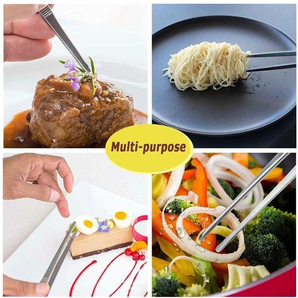 Precision Stainless Steel Cooking Tweezers With Serrated Tip For Kitchen Plating Grill Handling 2
