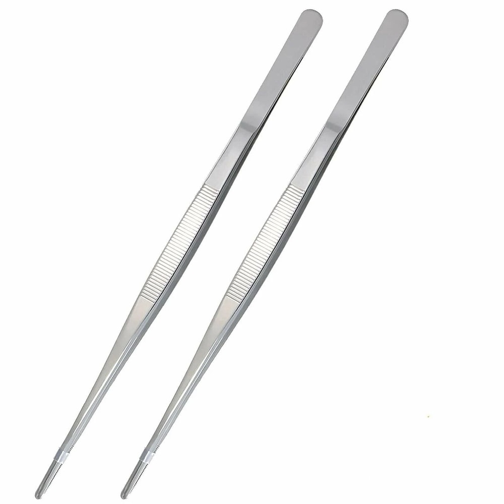 Precision Stainless Steel Cooking Tweezers With Serrated Tip For Kitchen Plating Grill Handling 0