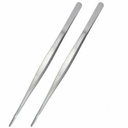 precision stainless steel cooking tweezers with serrated tip for kitchen plating & grill handling