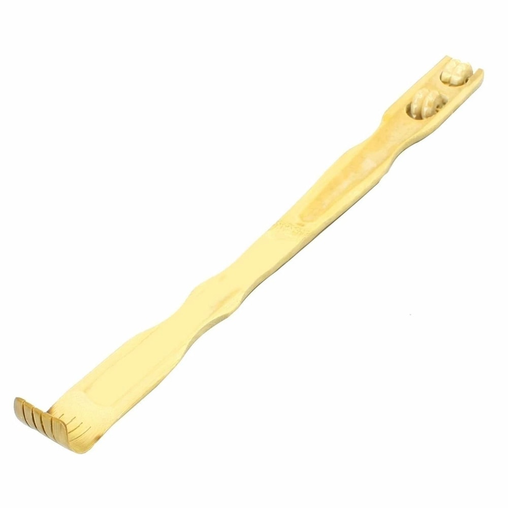 Bamboo Back Scratcher With Rollers Therapeutic Wooden Massage Tool For Instant Itch Relief 0