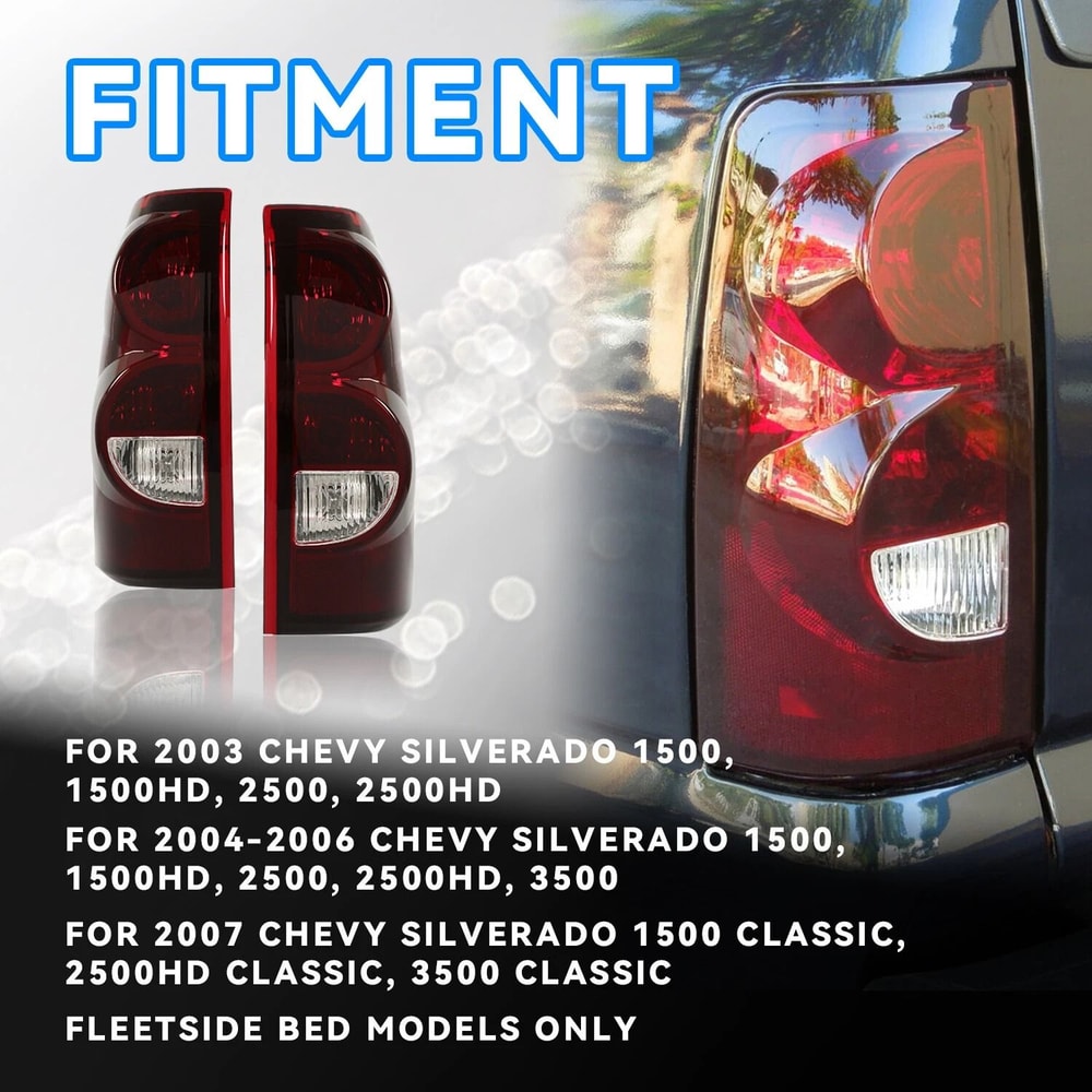 Chevy Silverado Tail Lights With Bulbs Rear Brake Lamp Replacement Set 6