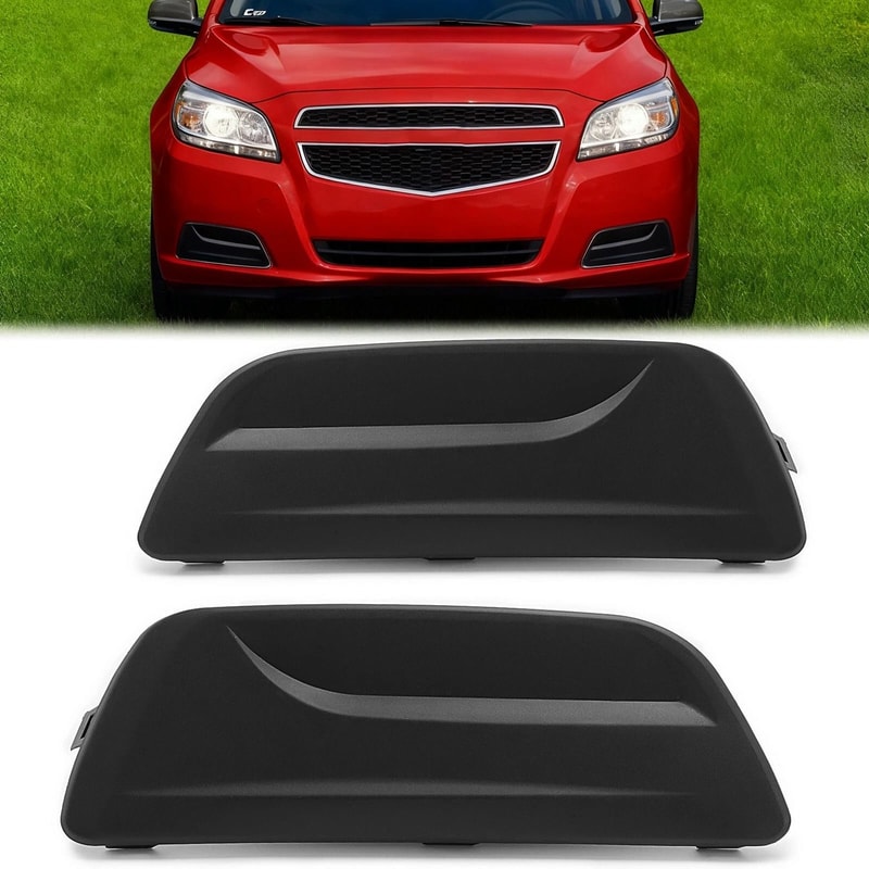 Chevy Malibu Fog Light Cover Set Front Bumper Bezel Replacement Black Trim Pair 0