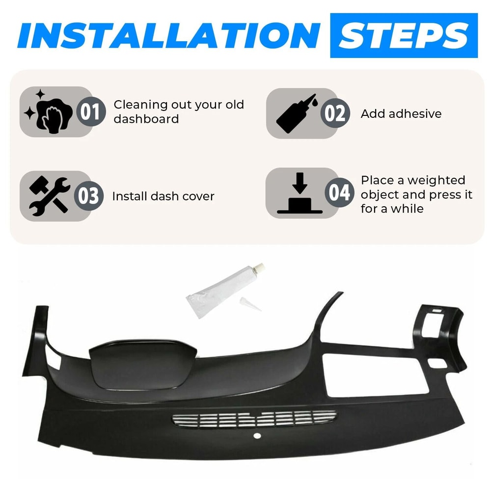 Black Silverado Dash Cover Overlay Textured Dashboard Protector 2