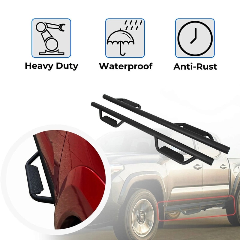 Premium Black Running Boards For Toyota Tacoma Double Cab Durable Running Boards Toyota Tacoma Side 14