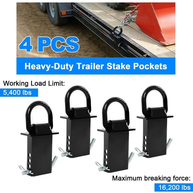 Heavy Duty Trailer D Ring Tie Down Stake Pocket Anchor Zinc Coated Adjustable 9