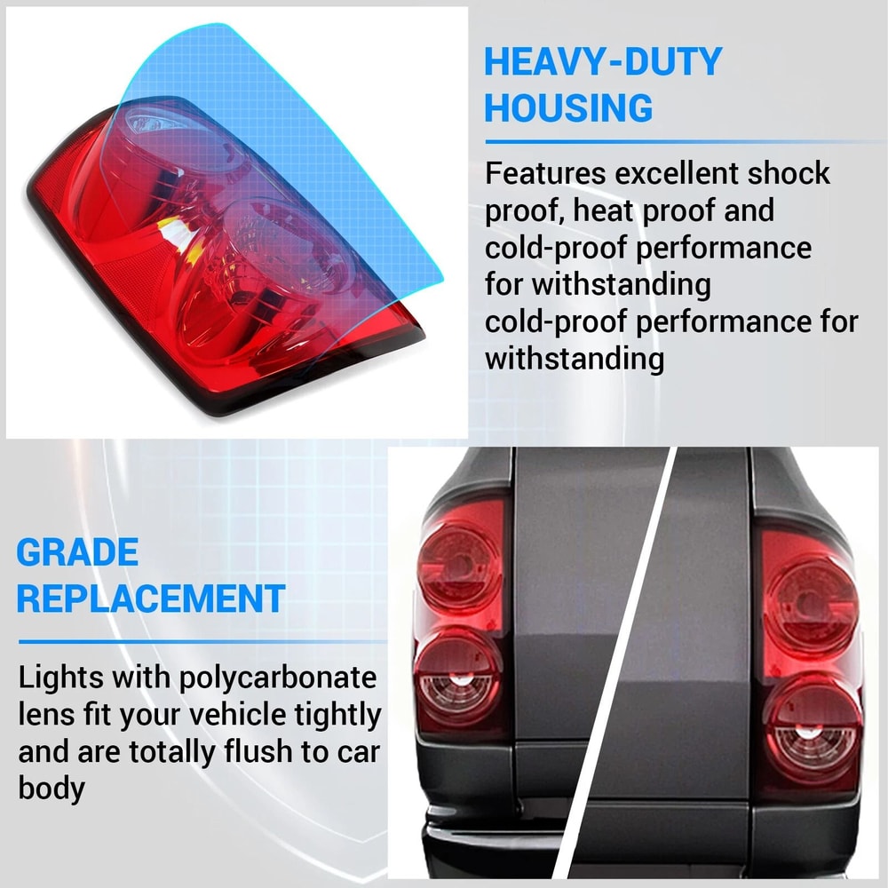 Premium Replacement Dodge Ram Tail Lights For Direct Fit DOT Brake Lamps 13