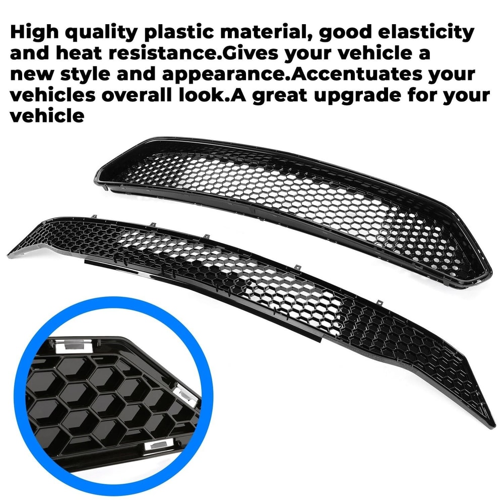 Premium Front Upper Lower Mustang Front Grille Replacement Black Honeycomb Mesh Grille 10