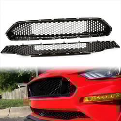 premium front upper & lower mustang front grille replacement black honeycomb mesh grille