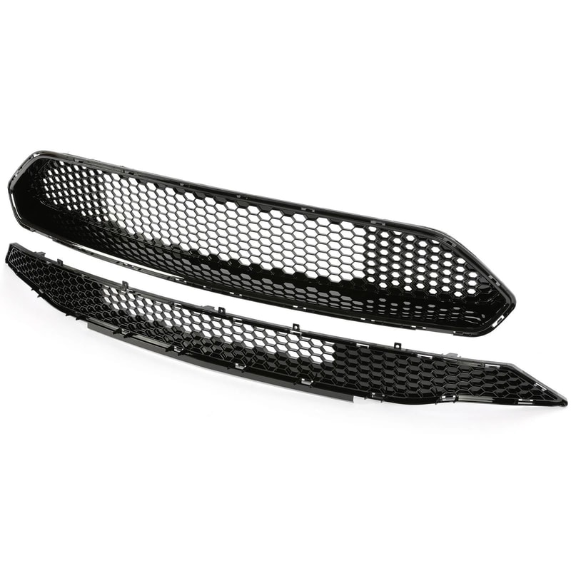 Premium Front Upper Lower Mustang Front Grille Replacement Black Honeycomb Mesh Grille 5