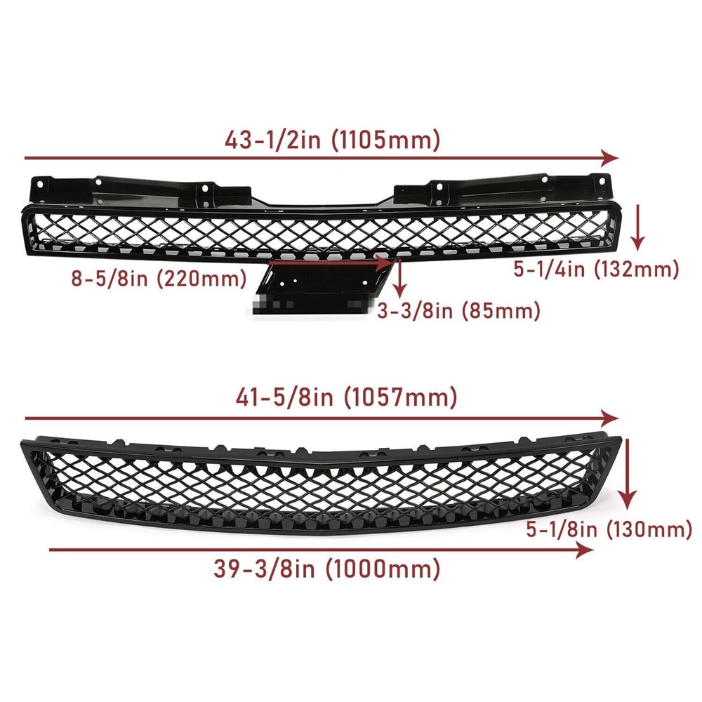 For Chevy TahoeSuburbanAvalanche Black Mesh Front Bumper Grille Grill 9