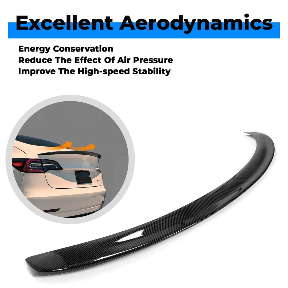Rear Trunk Spoiler Wing For Tesla Model 3 Carbon Fiber Look Perfect Fit 7