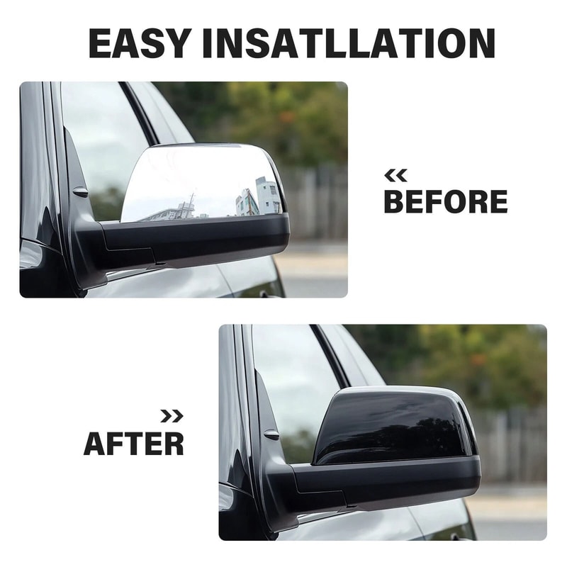Gloss Black Side Mirror Covers For Toyota Tundra Sequoia Premium Replacement Caps 11