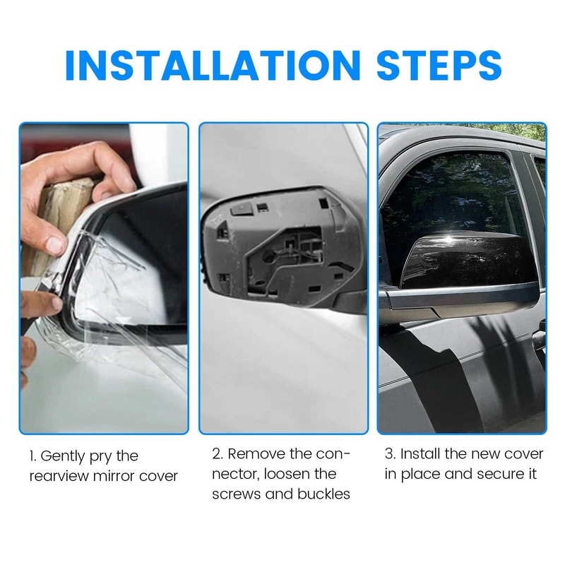 Gloss Black Side Mirror Covers For Toyota Tundra Sequoia Premium Replacement Caps 9