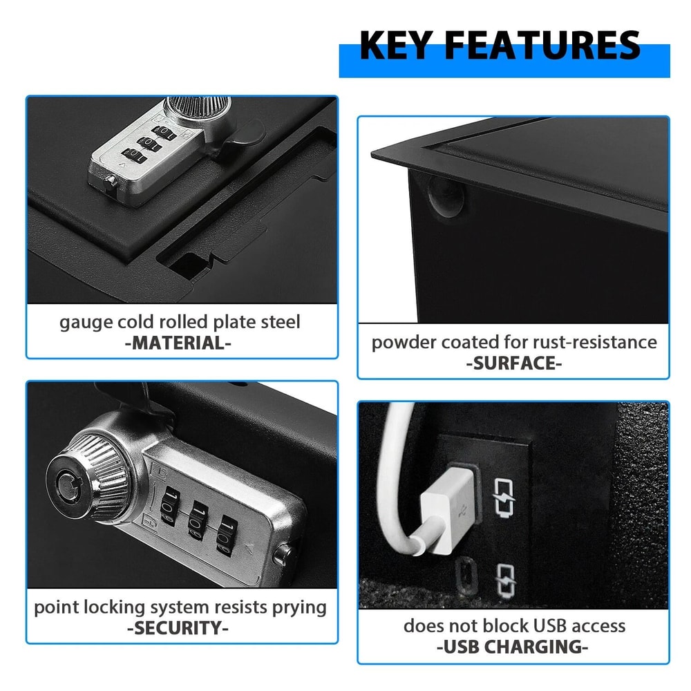 Center Console Safe Storage Vault With USB For Toyota Tacoma 10