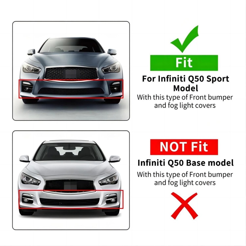 Front Bumper Fog Light Cover Bezel Trim For Infiniti Q50 Sport LH RH LED Compatible 14