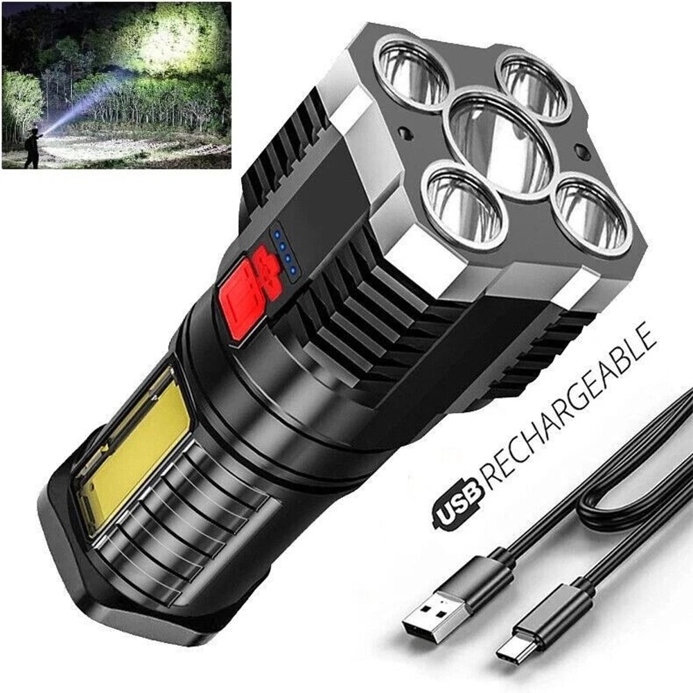 Super Bright LED Tactical Flashlight USB Rechargeable Outdoor Lamp For Camping Hiking 8