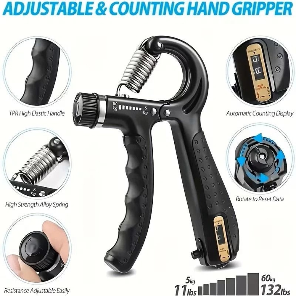 Premium Adjustable Hand Grip Strengthener Grip Strength Trainer Set For Full Hand And Forearm Powe 12
