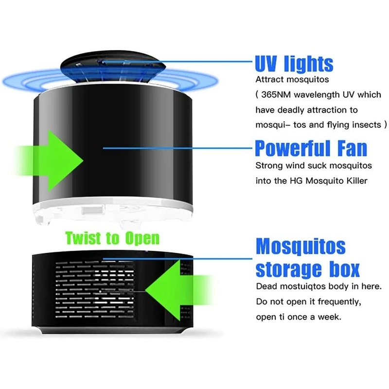 Electric UV Mosquito Killer Lamp IndoorOutdoor Bug Zapper With USB Power For Insects Flies 6