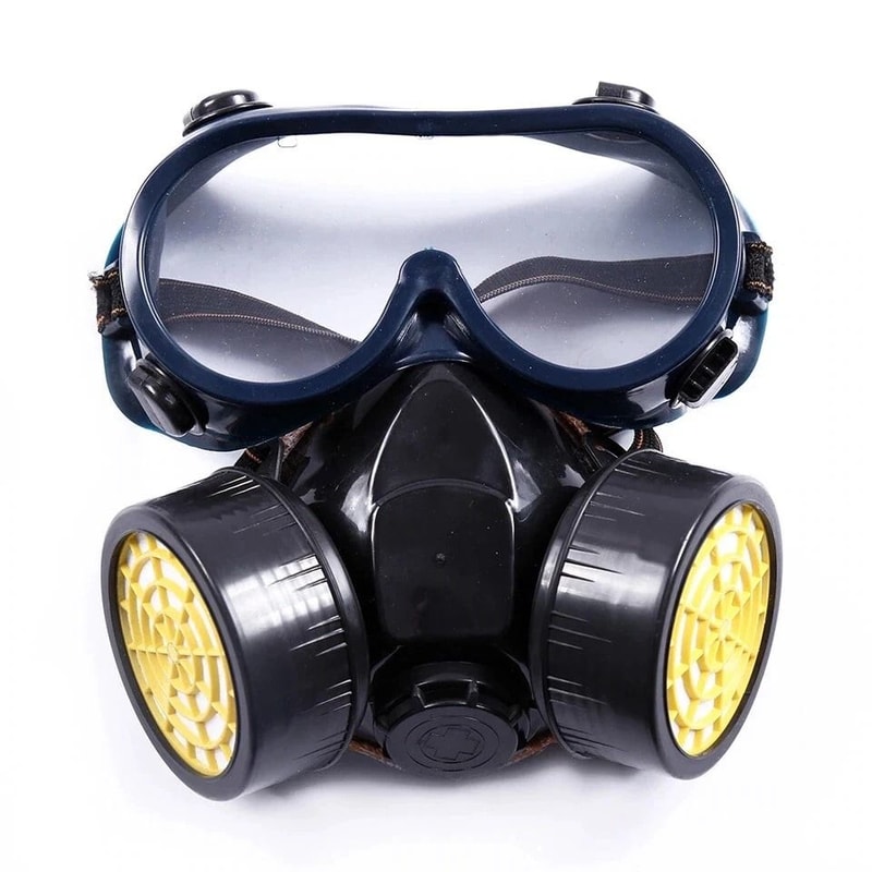 Emergency Survival Gas Mask With Dual Protection Filter Safety Goggles 1