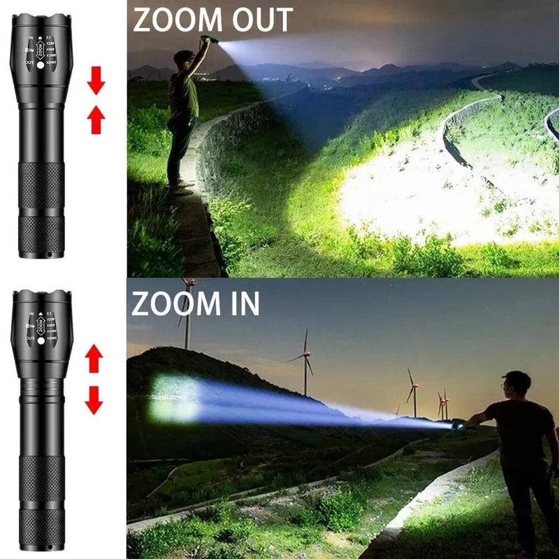 Premium Tactical LED Flashlight Ultra High Powered Flashlight With 5 Modes Zoomable Flashlight Foc 9