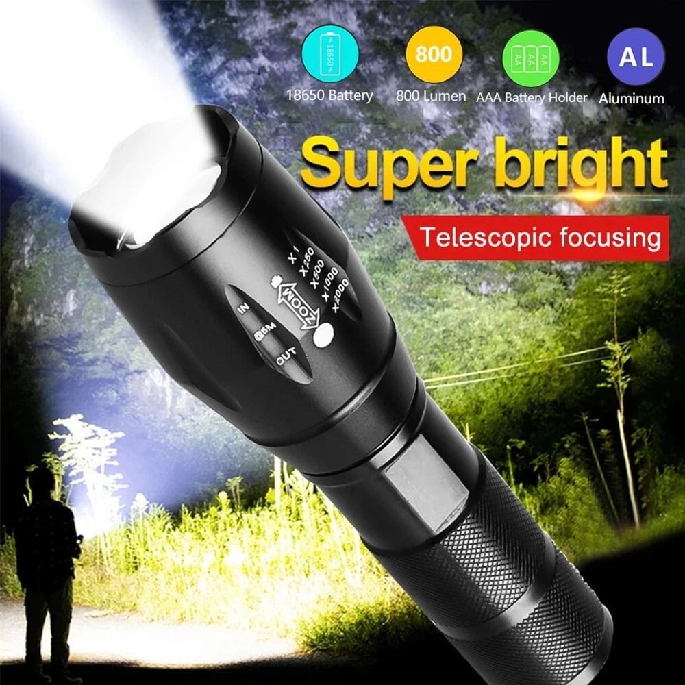 Premium Tactical LED Flashlight Ultra High Powered Flashlight With 5 Modes Zoomable Flashlight Foc 11