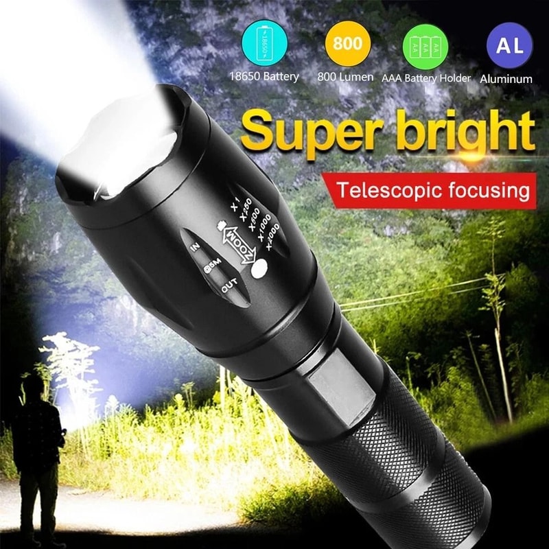 Premium Tactical LED Flashlight Ultra High Powered Flashlight With 5 Modes Zoomable Flashlight Foc 11