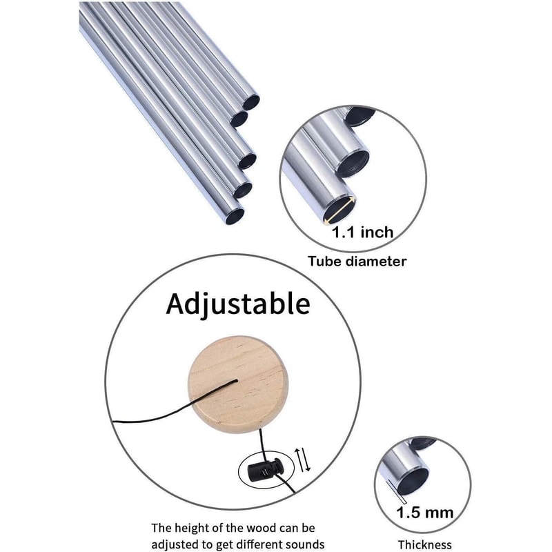 Large 5 Tube Chapel Bells Wind Chimes For Outdoor Garden Decor 6