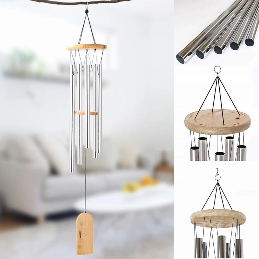 Large 5 Tube Chapel Bells Wind Chimes For Outdoor Garden Decor 8