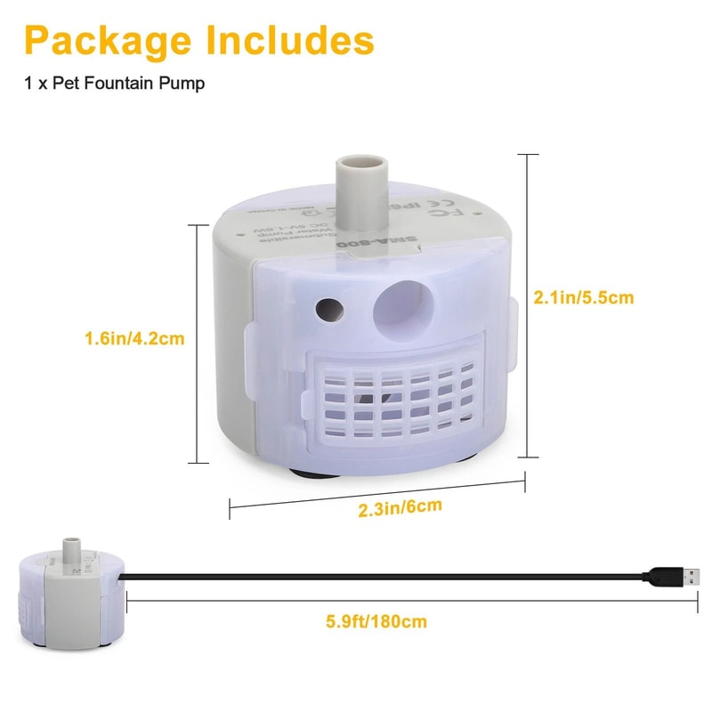 Cat Water Dispenser Pump USB Rechargeable LED Light Pet Drinking Fountain 1