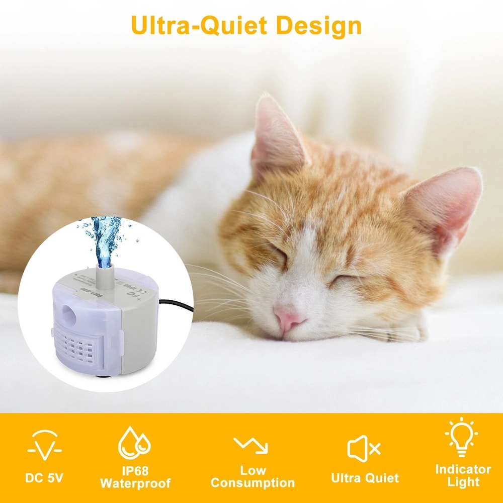 Cat Water Dispenser Pump USB Rechargeable LED Light Pet Drinking Fountain 7