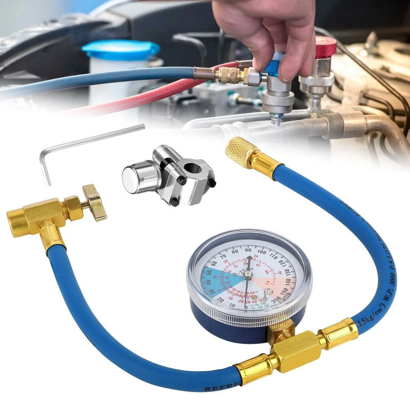 Refrigerator Piercing Valve Kit With Pressure Gauge For Home Refrigerator Repairs 0