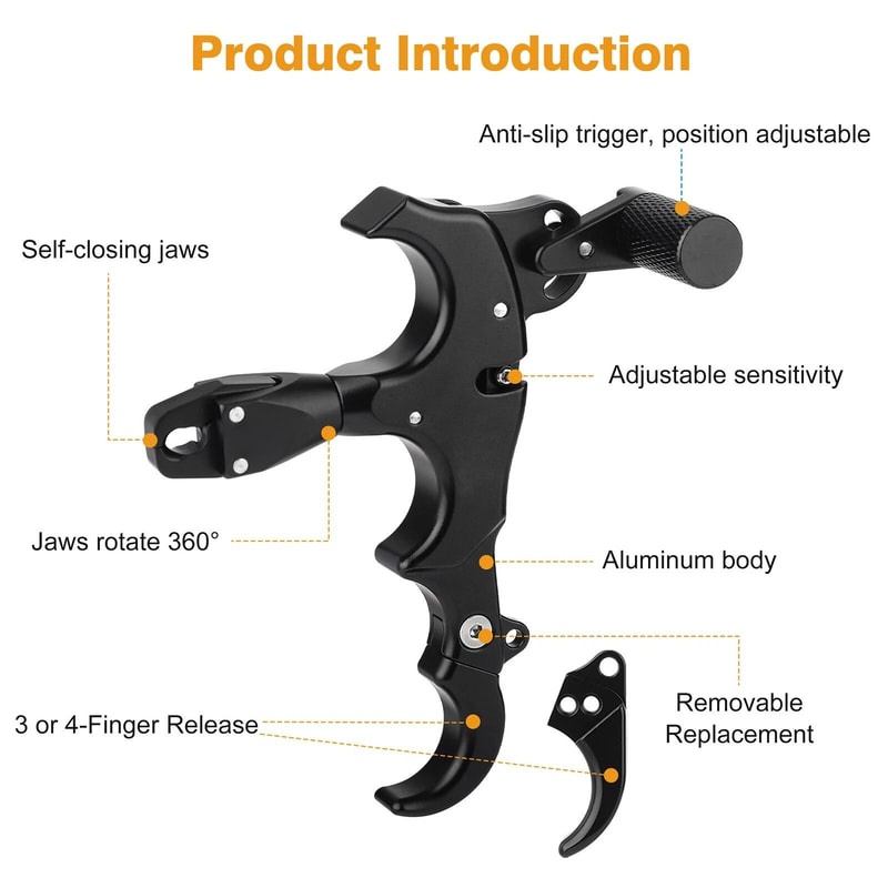 Archery Release Aid Finger Grip Thumb Trigger Caliper For Compound Bow Hunting 3