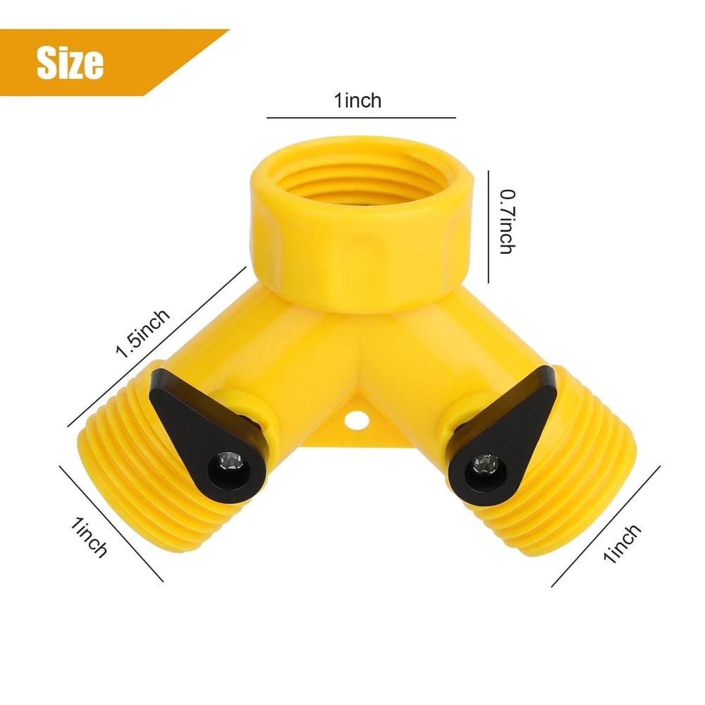 Heavy Duty 2 Way Garden Hose Splitter Y Valve Connector With Tap Adapter 1