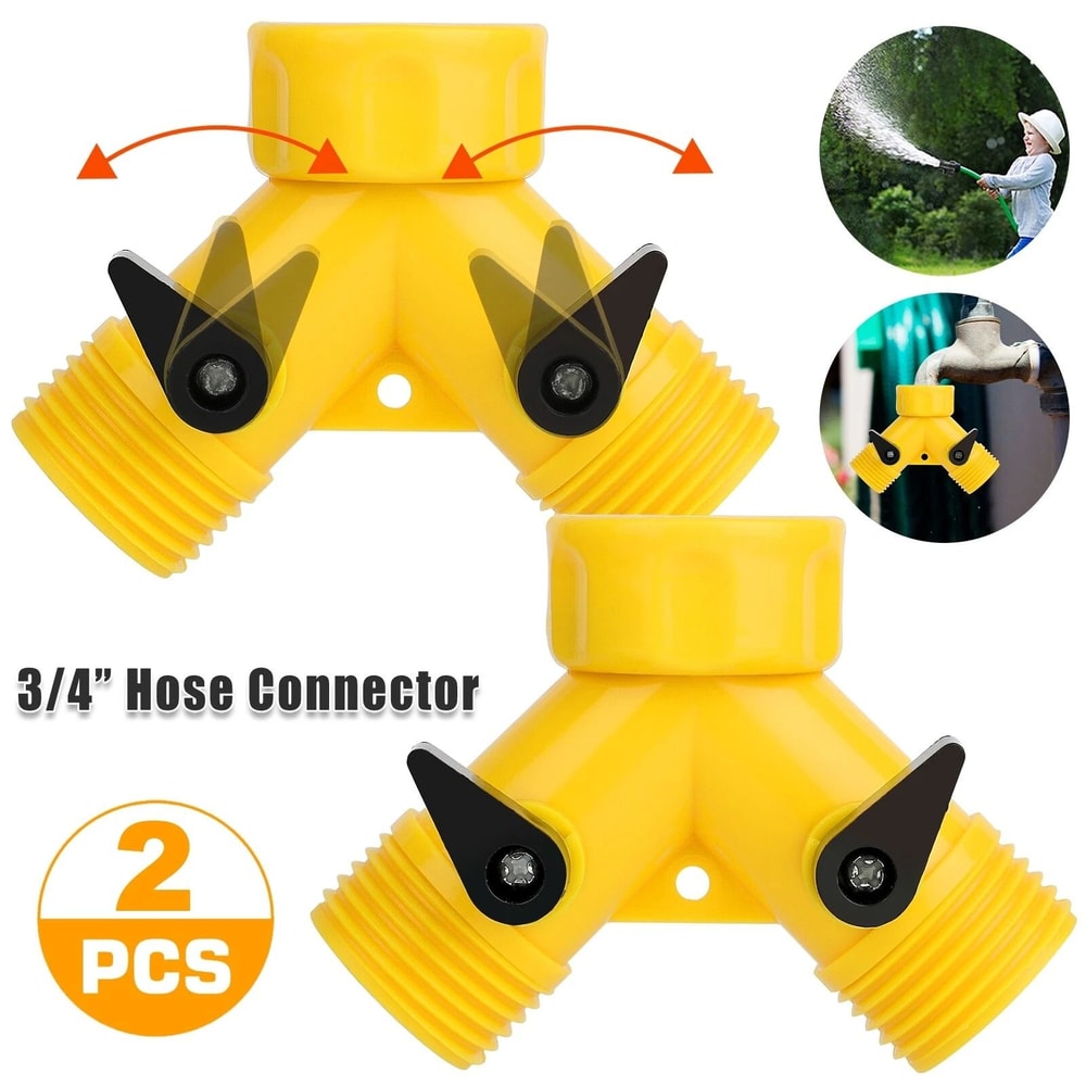 Heavy Duty 2 Way Garden Hose Splitter Y Valve Connector With Tap Adapter 9