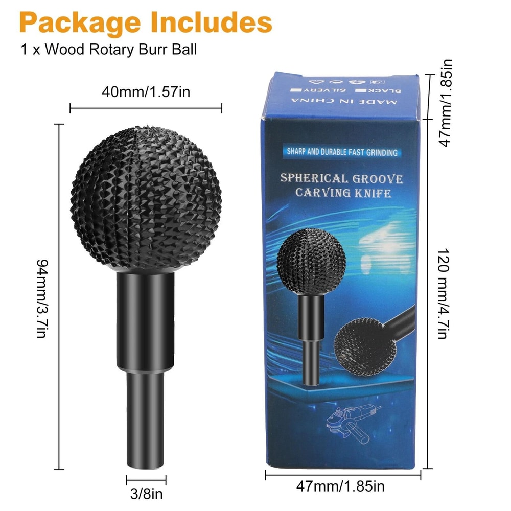 Shank Sphere Rotary Burr Set Carbon Steel Wood Carving Metal Shaping Tool 6