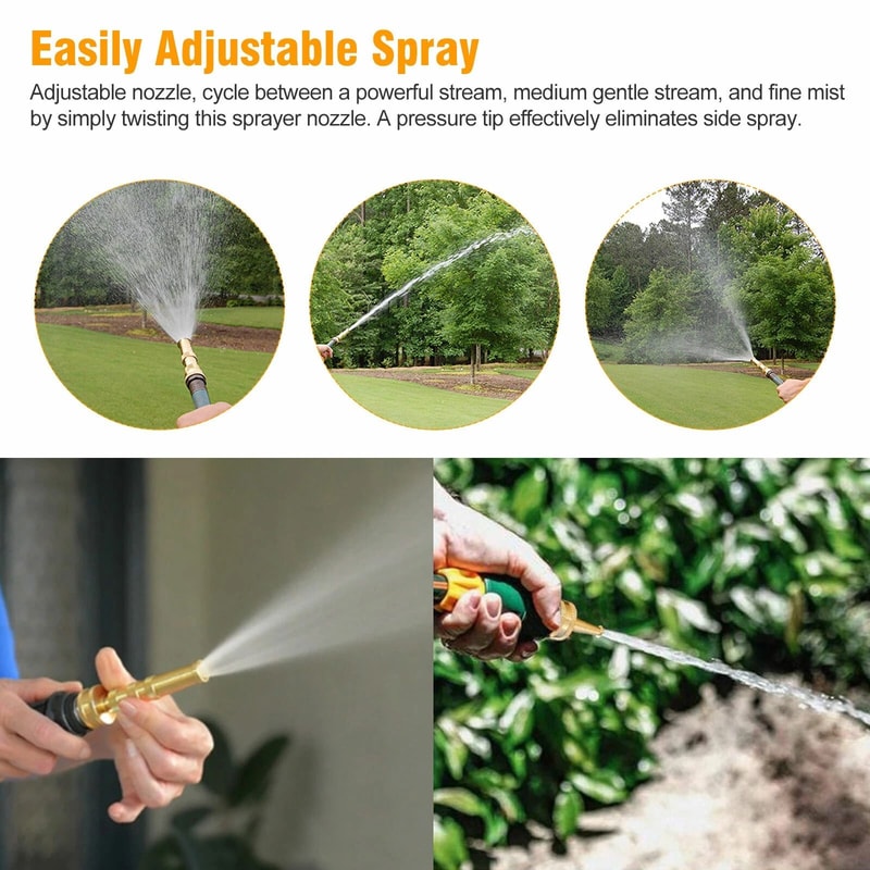 Heavy Duty Adjustable Brass Hose Nozzle High Pressure Water Sprayer For Garden And Outdoor Use 4