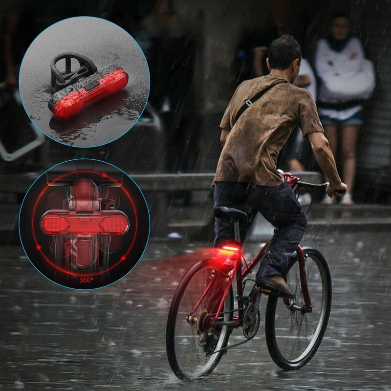 USB Rechargeable LED Bicycle Tail Light With 360 Rotation Waterproof Bike Rear Lamp 0