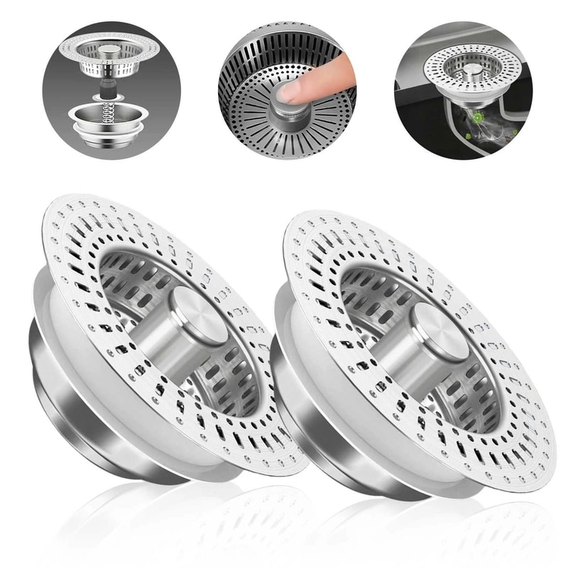 Kitchen Sink Strainer 5 In 1 Popup Stopper With Rustproof Drain Filter For Home Use 7