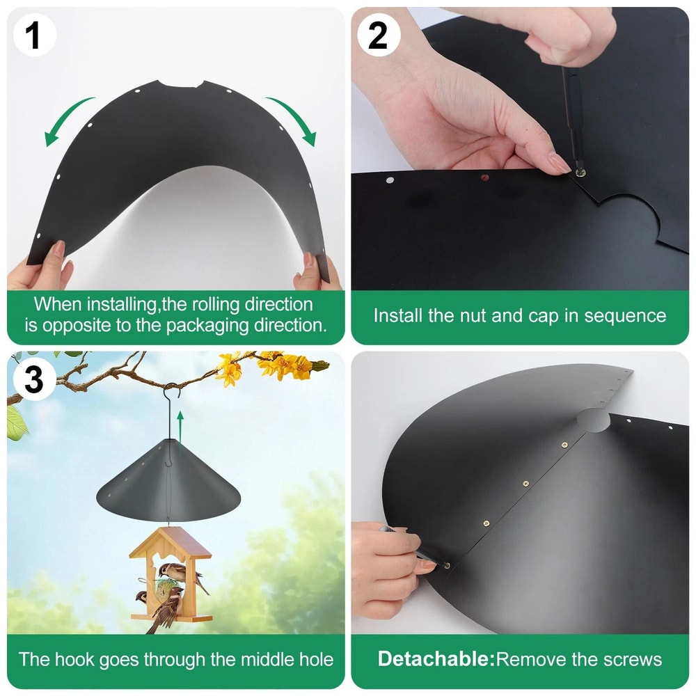Large Squirrel Baffle For Bird Feeder Protection Universal Pole Mount Guard 2
