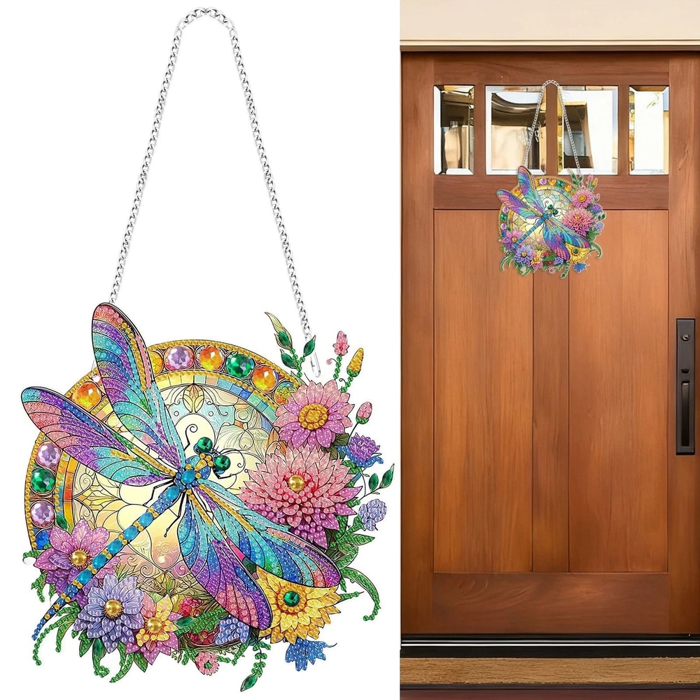 Handmade DIY Diamond Art Dragonfly Suncatcher Window Decor Craft Kit For Garden Home Decoration 6