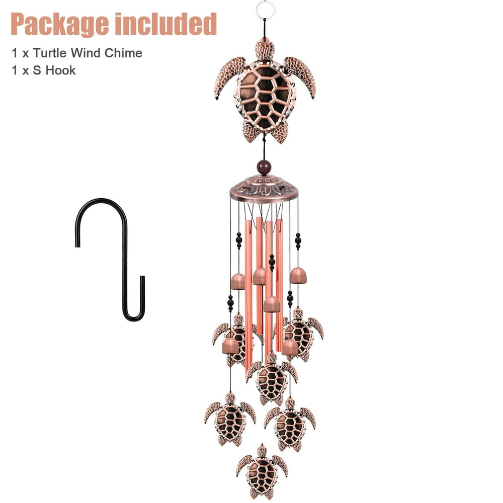 Turtle Wind Chimes For Garden And Patio Outdoor Home Decor With 4 Tubes 8