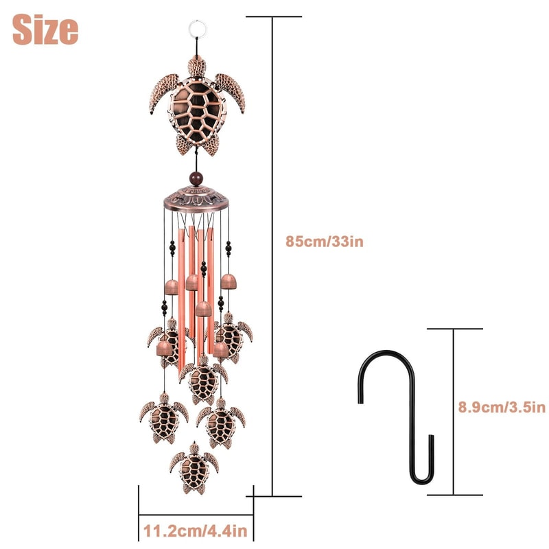 Turtle Wind Chimes For Garden And Patio Outdoor Home Decor With 4 Tubes 1