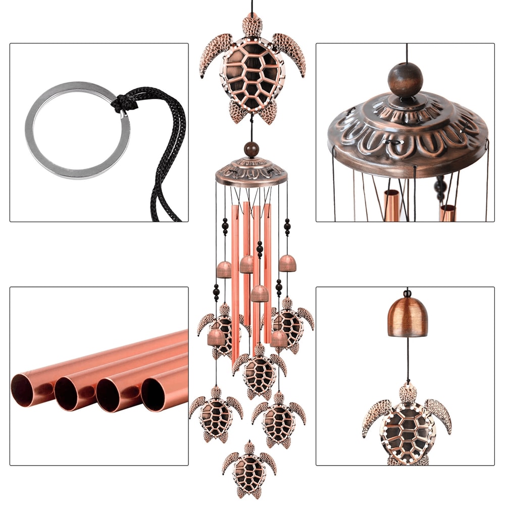 Turtle Wind Chimes For Garden And Patio Outdoor Home Decor With 4 Tubes 3