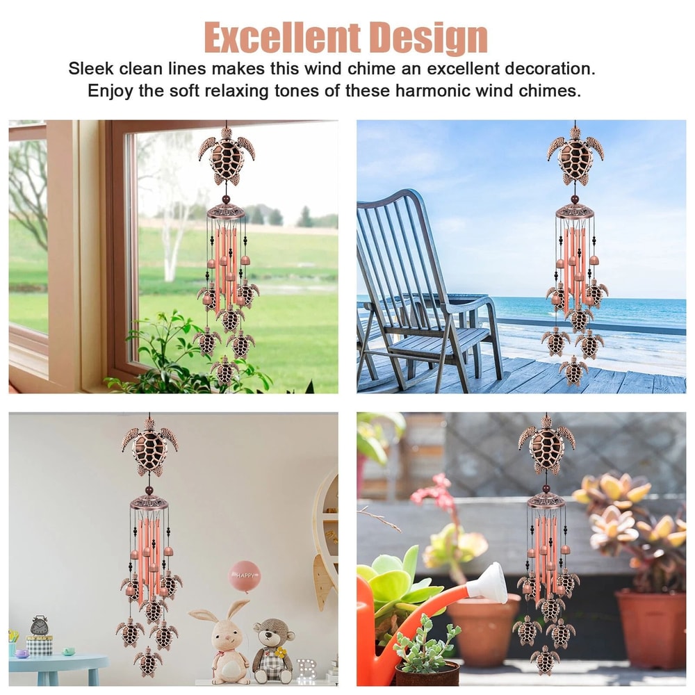 Turtle Wind Chimes For Garden And Patio Outdoor Home Decor With 4 Tubes 4