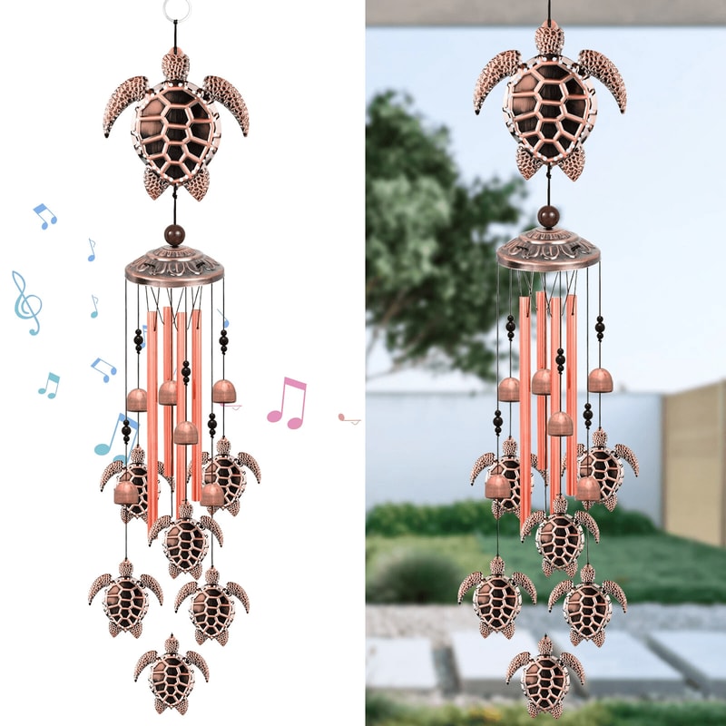 Turtle Wind Chimes For Garden And Patio Outdoor Home Decor With 4 Tubes 6
