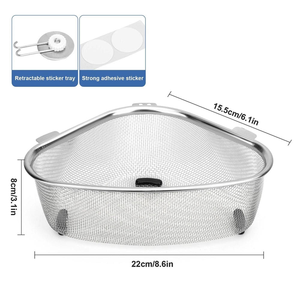 Stainless Steel Sink Strainer Basket Food Catcher And Kitchen Drain Rack 5