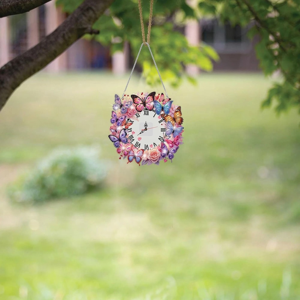 DIY Diamond Painting Clock Kit Unique Butterfly Flower Design For Home Decor 1